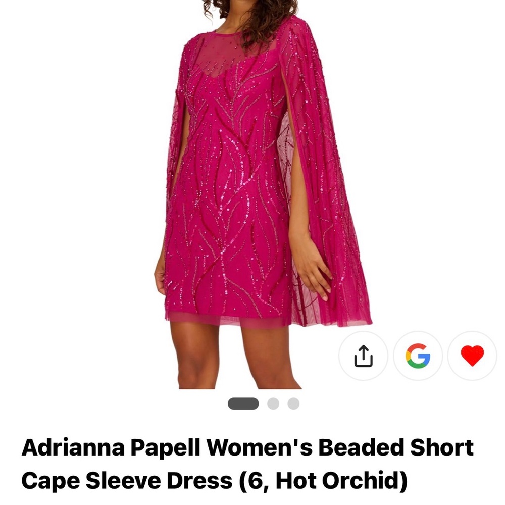 Adrianna Papell Orchid Sz 6 Sequin & Beaded Evening Dress with Cape. New w/Tags